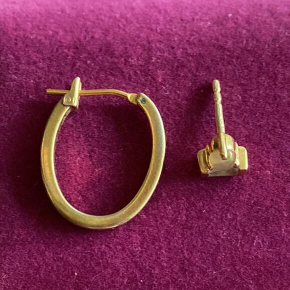 💛 Vintage 925 Vermeil Opal CZ Stud & 22k Monet Hoop - Picture 3 of 5